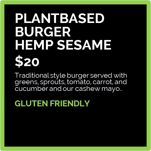 Plant Based Burger - Hemp Sesame - GLUTEN FRIENDLY